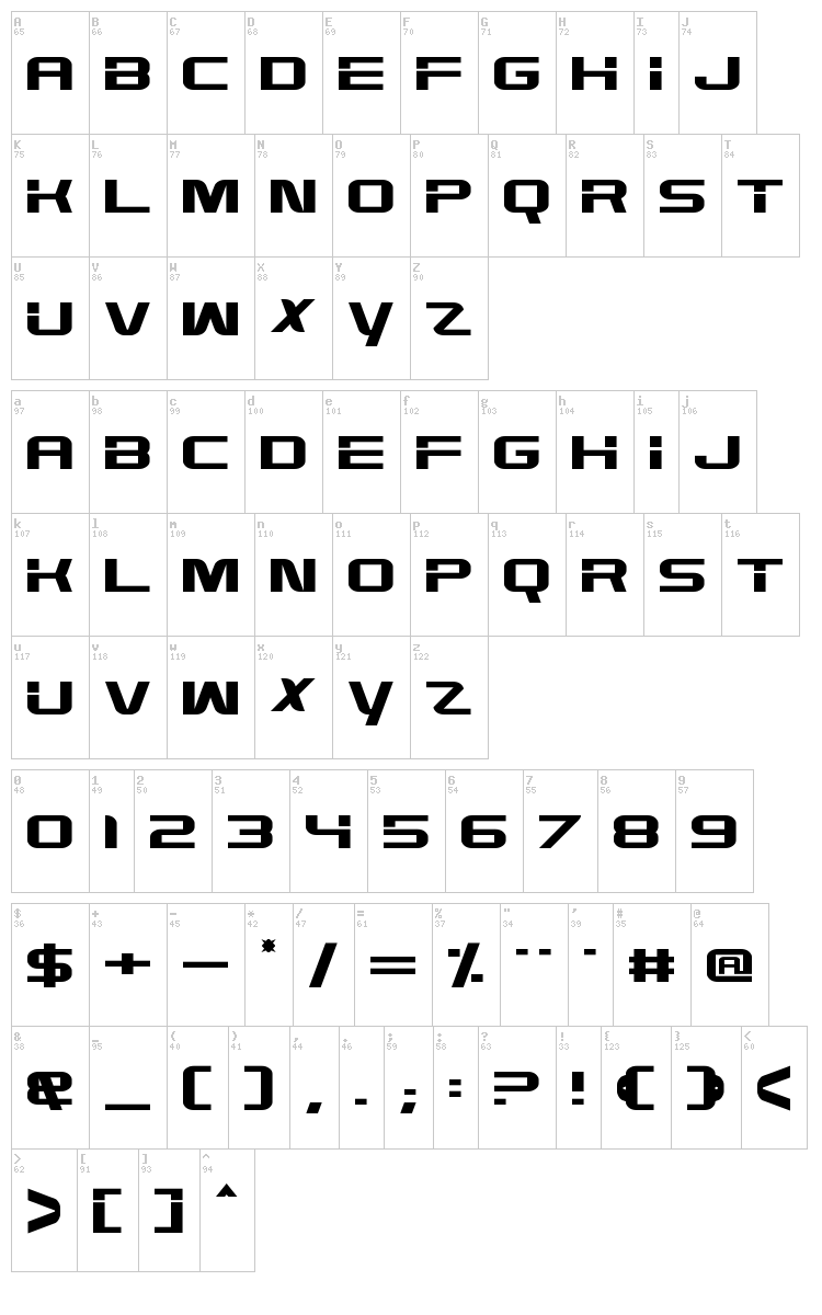 High Def font map